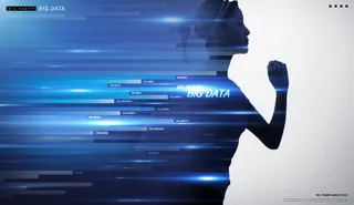 蓝色女人跑步运动海报