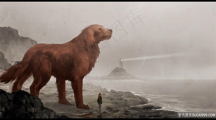 艺术家克利福德狗风景画