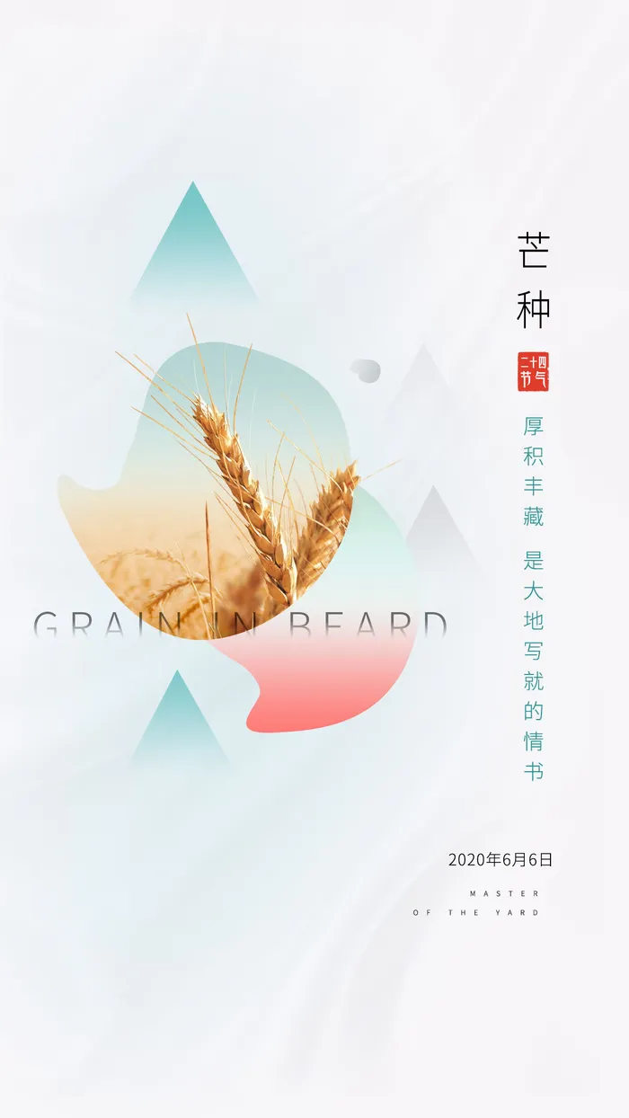 中国传统24节气芒种微信宣传海报
