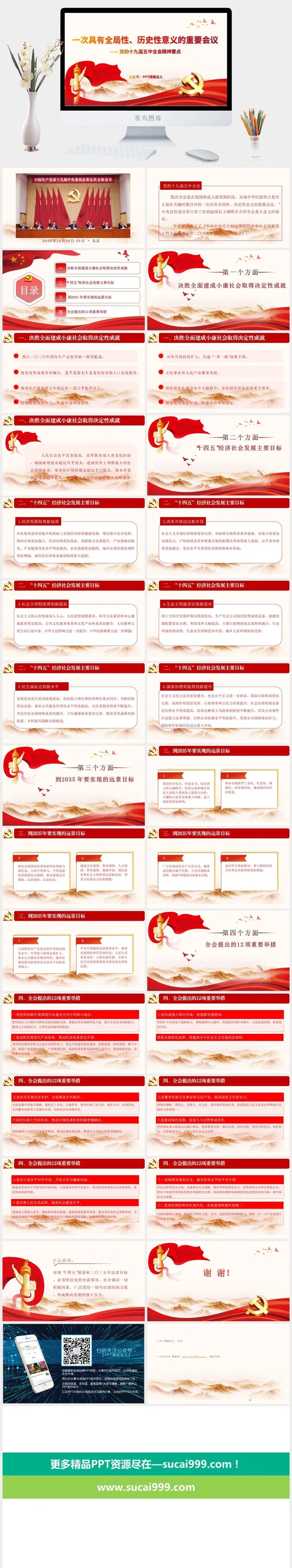 精美实用党政风会议精神解读学习ppt模板