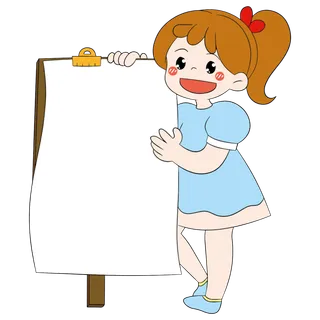 卡通拿着手举牌的小女孩_元素
