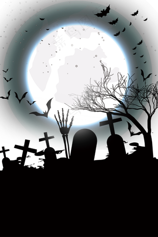 万圣节节日卡通素材黑夜月色