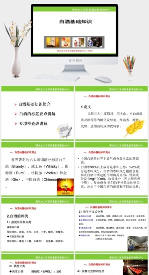 中国白酒文化知识美酒工艺PPT模板预览图