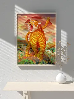 2022新年可爱卡通虎年国潮风海报 2022新年可爱卡通虎年国潮风海报