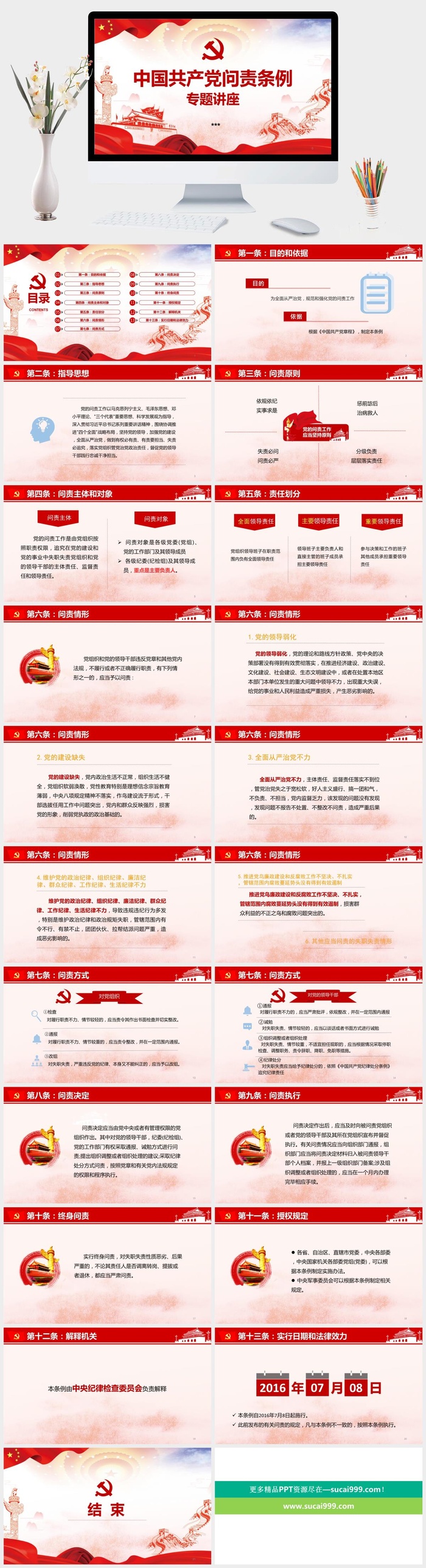 共产党问责条例讲座党建PPT模板