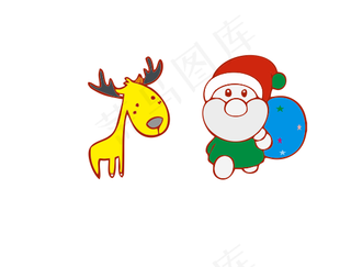 圣诞老人卡通麋鹿圣诞节
