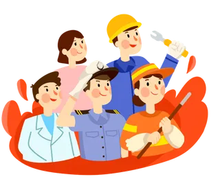 手绘卡通可爱人物艺术字5.1五一劳动节海报节日设计素材PNG免抠图