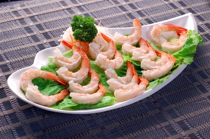 精选小海鲜泰式凤尾虾美食素材