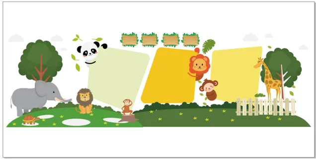 校园文化动物园卡通素材模板墙面