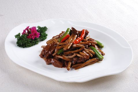CXC00263茶树菇炒牛柳...
