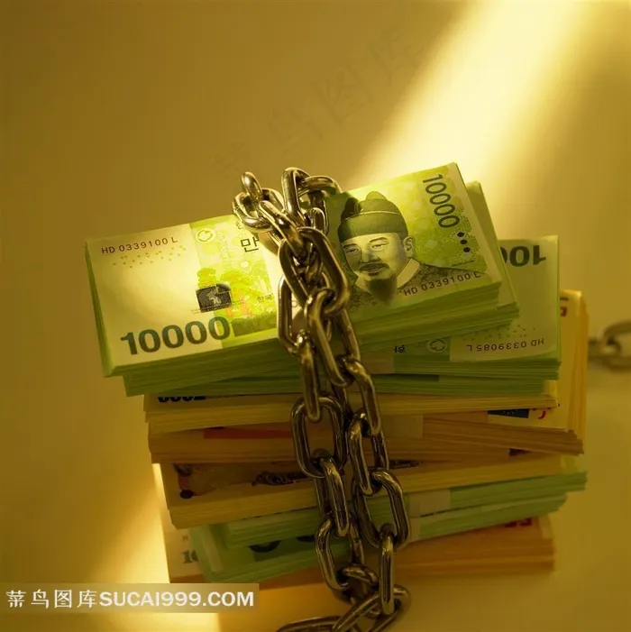 链子锁韩币高清素材