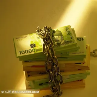 链子锁韩币高清素材