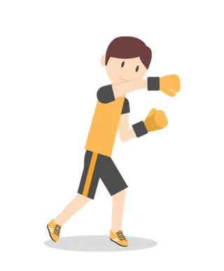 卡通拳击男孩插图