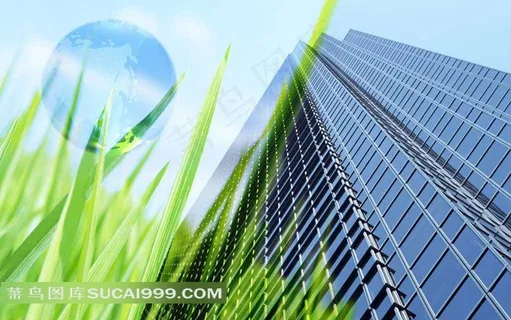 城市高楼小草地球背景素材