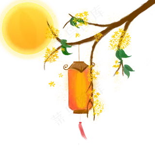 中国风 手绘 卡通元素 传统 复古红 灯笼装饰 PNG 免抠 