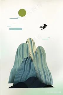 飞鸟山脉高清插画