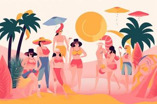 清爽泳衣人物扁平简约背景