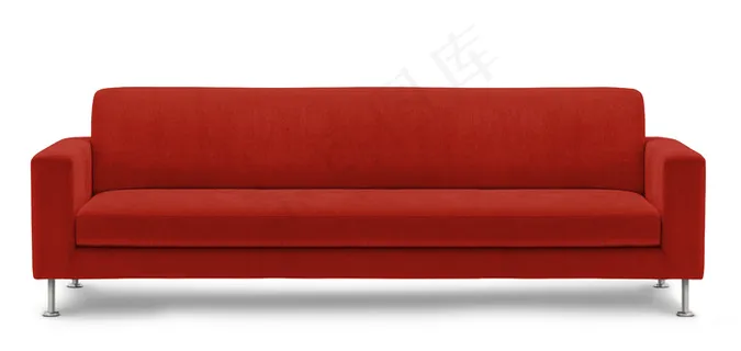 红色绒布沙发图片