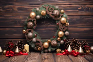 圣诞花环摄影图