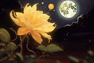 中秋月圆之夜牡丹花鲜花插画素材