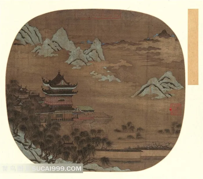 明 佚名 云山楼阁图60X68北京故宫
