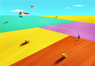 在丰收的田野上放风筝 浪漫 多彩世界