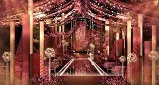 红色中式传统婚礼效果图