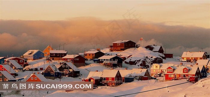 格陵兰岛民居雪景