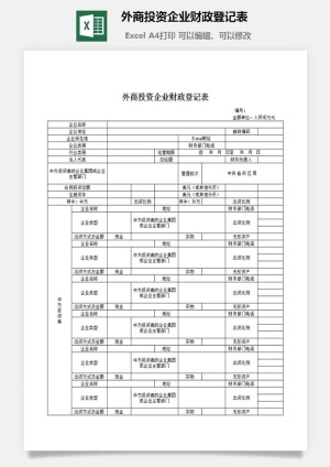 外商投资企业财政登记表excel模板