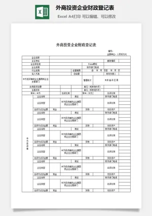 外商投资企业财政登记表excel模板