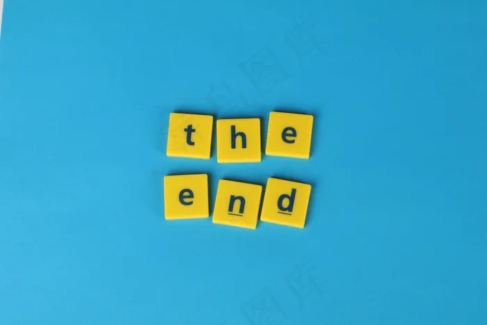 蓝色背景3D The End图片