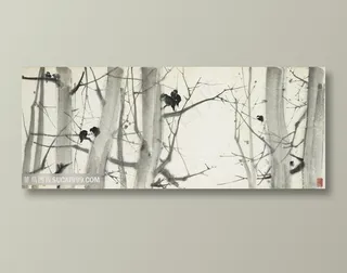 吴冠中水墨树林装饰画
