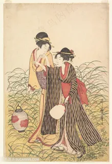 喜多川歌磨手绘日系美女艺术插画 喜多川歌磨手绘日系美女艺术插画