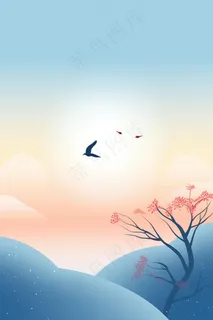 落日扁平山脉背景