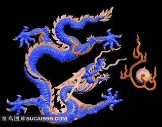 中国青龙戏珠精美图案图片
