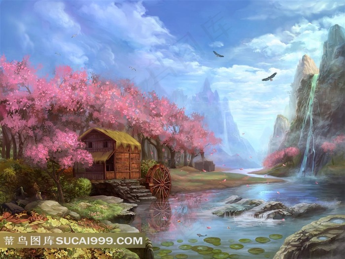 梦幻唯美风景手绘设计图片