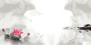 中国风传统水墨古风古典展板边框工笔画PS海报背景平面设计素材