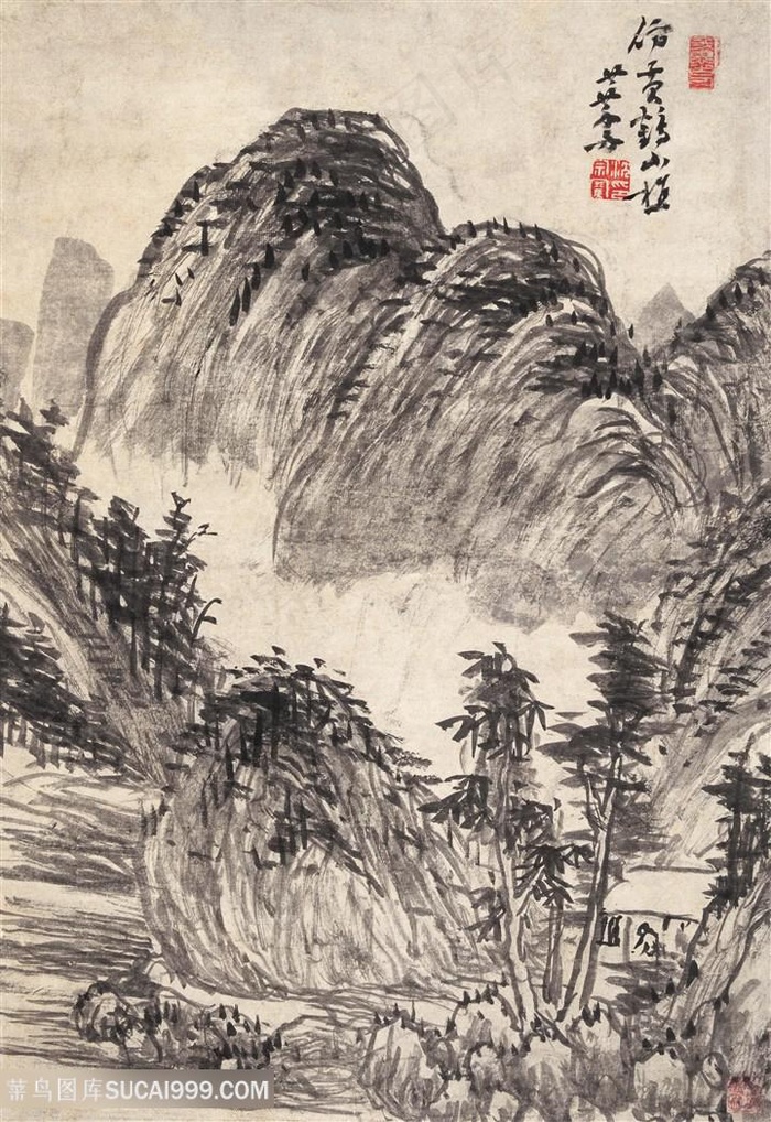水墨山脉中式装饰画