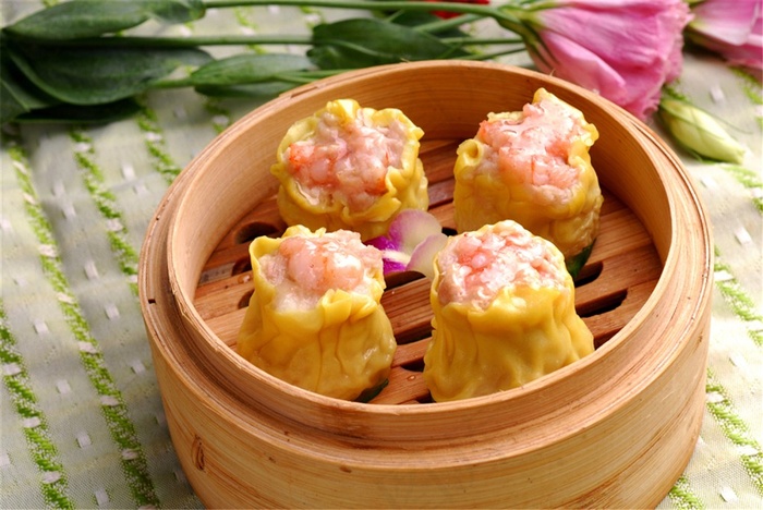 小吃鲜虾烧卖美食素材