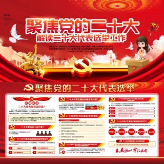 聚焦党的二十大代表选举展板党建展板