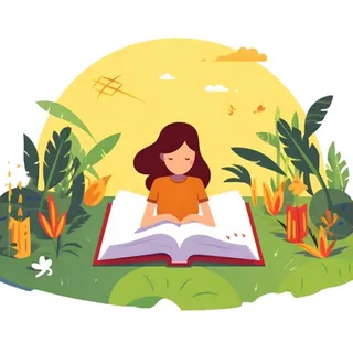 户外学习的学生免抠