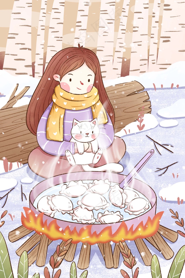 冬至插画 冬至节气图片