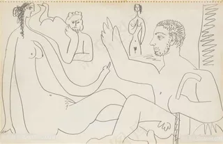 毕加索时尚线描高清装饰画