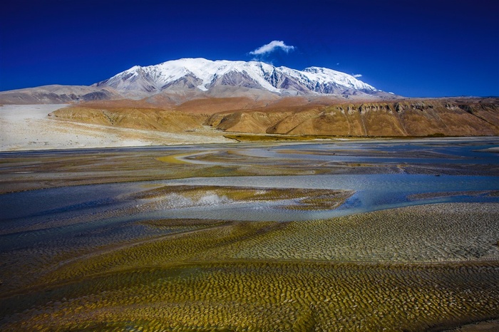 蓝天湖水风景