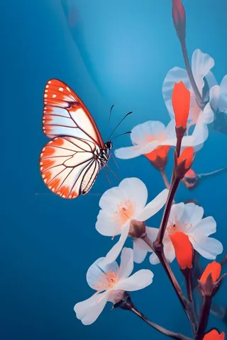 红花蝴蝶质感背景