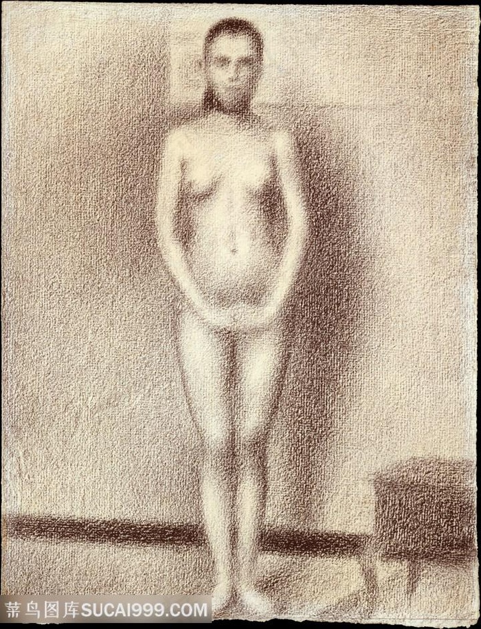 修拉油画手绘裸体美女装饰画