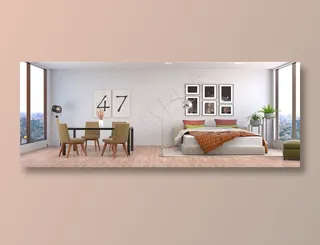 现代简约单身公寓全景高清摄影图片