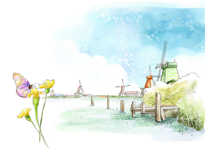 卡通手绘水彩梦幻背景