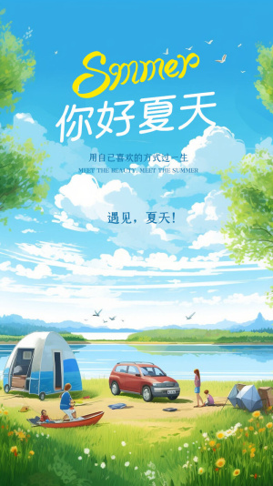 清新创意夏季夏天促销海报