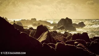 岩石石头海浪壁纸